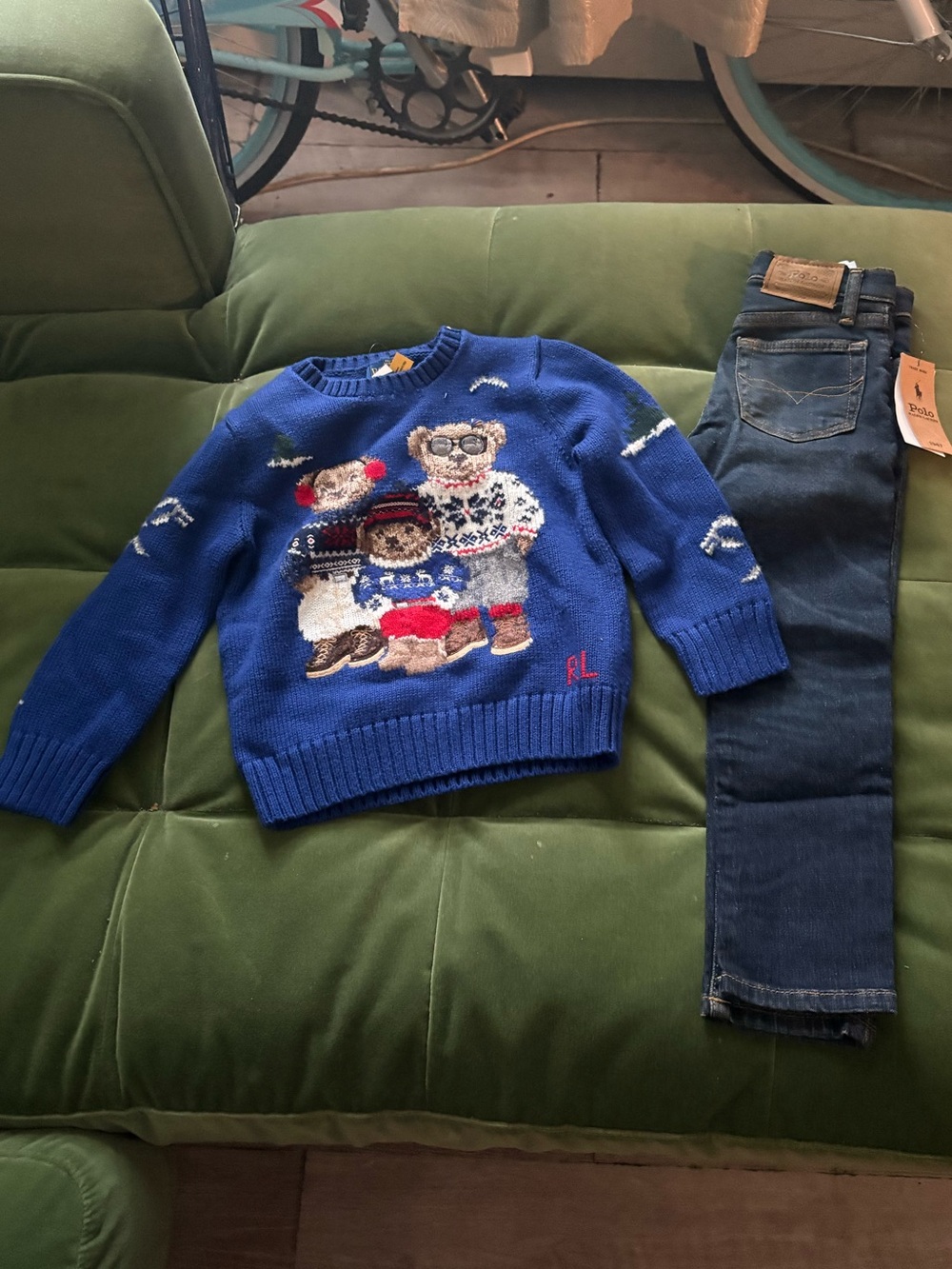 Polo teddy bear sweater with jeans